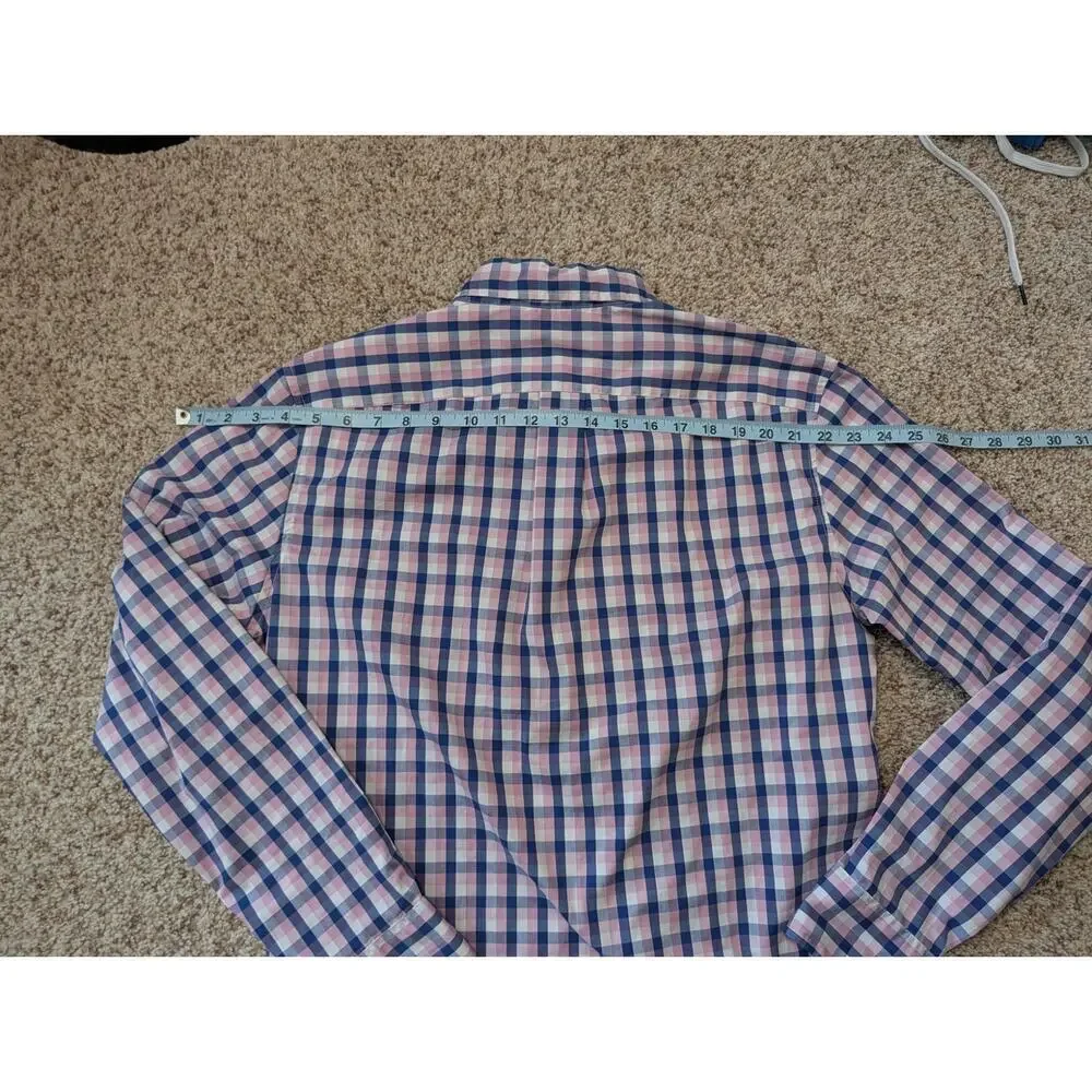 J. CREW Men's Performance, long sleeve; Size medium; Lightweight, Blue Plaid